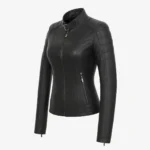 Ladies leather jacket black Chessy