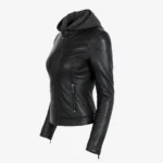 Ladies warm jacket with removable hood black GP
