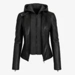 Ladies warm jacket with removable hood black GP