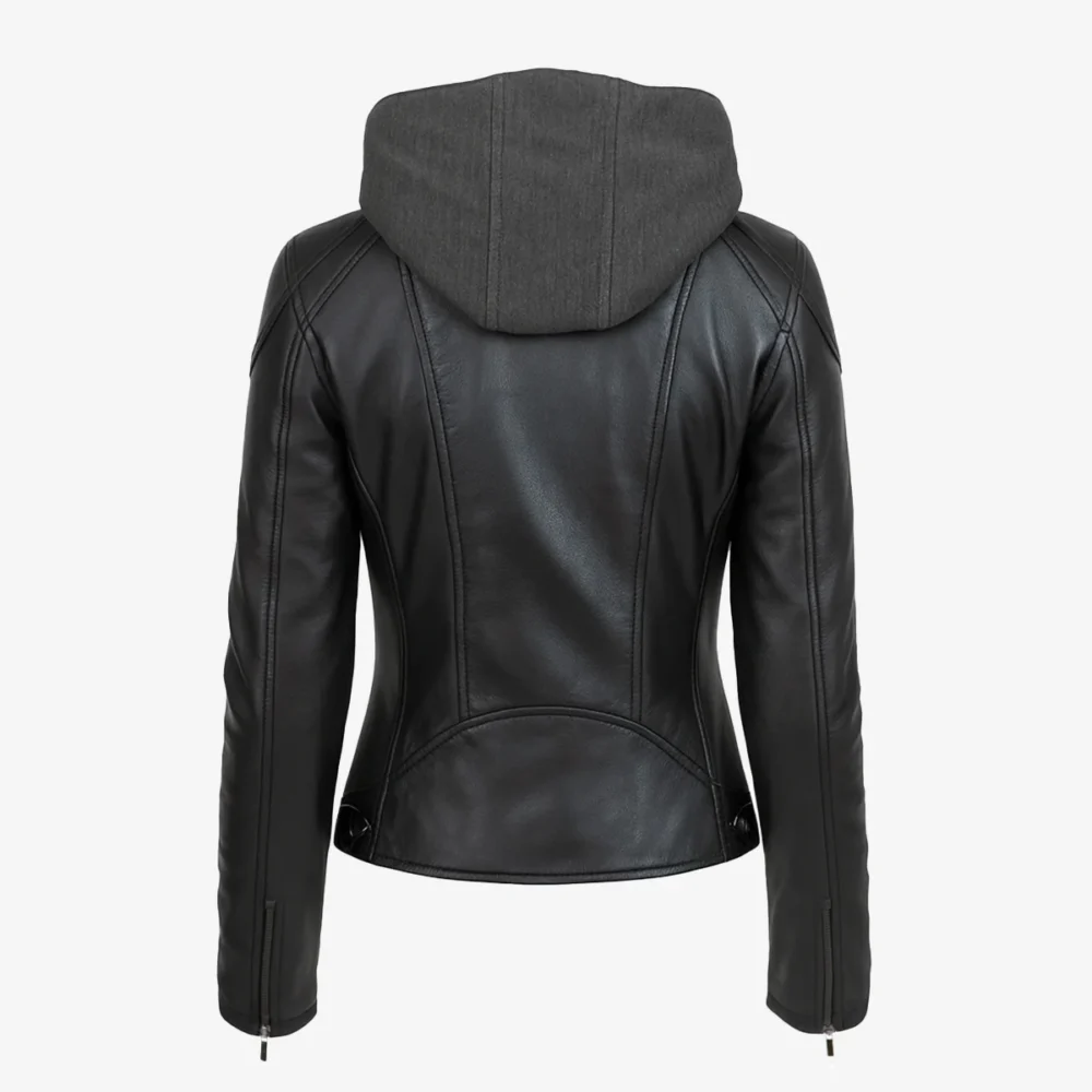 Ladies warm jacket with removable hood black GP