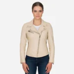 Ladies leather biker jacket light beige Perfecto 24