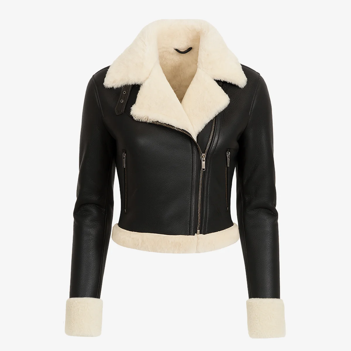 Lady shearling jacket black cropped Perfecto