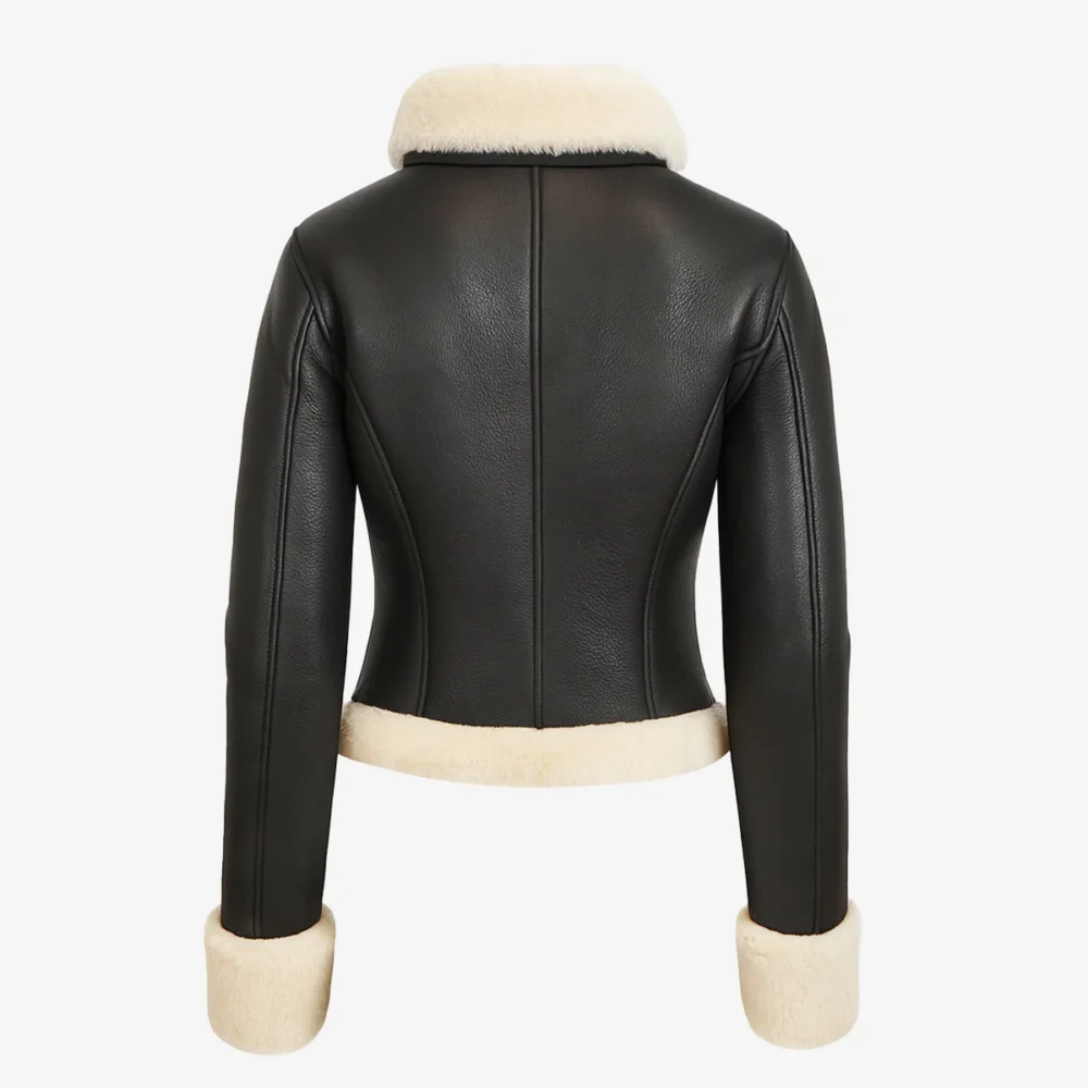 Lady shearling jacket black cropped Perfecto