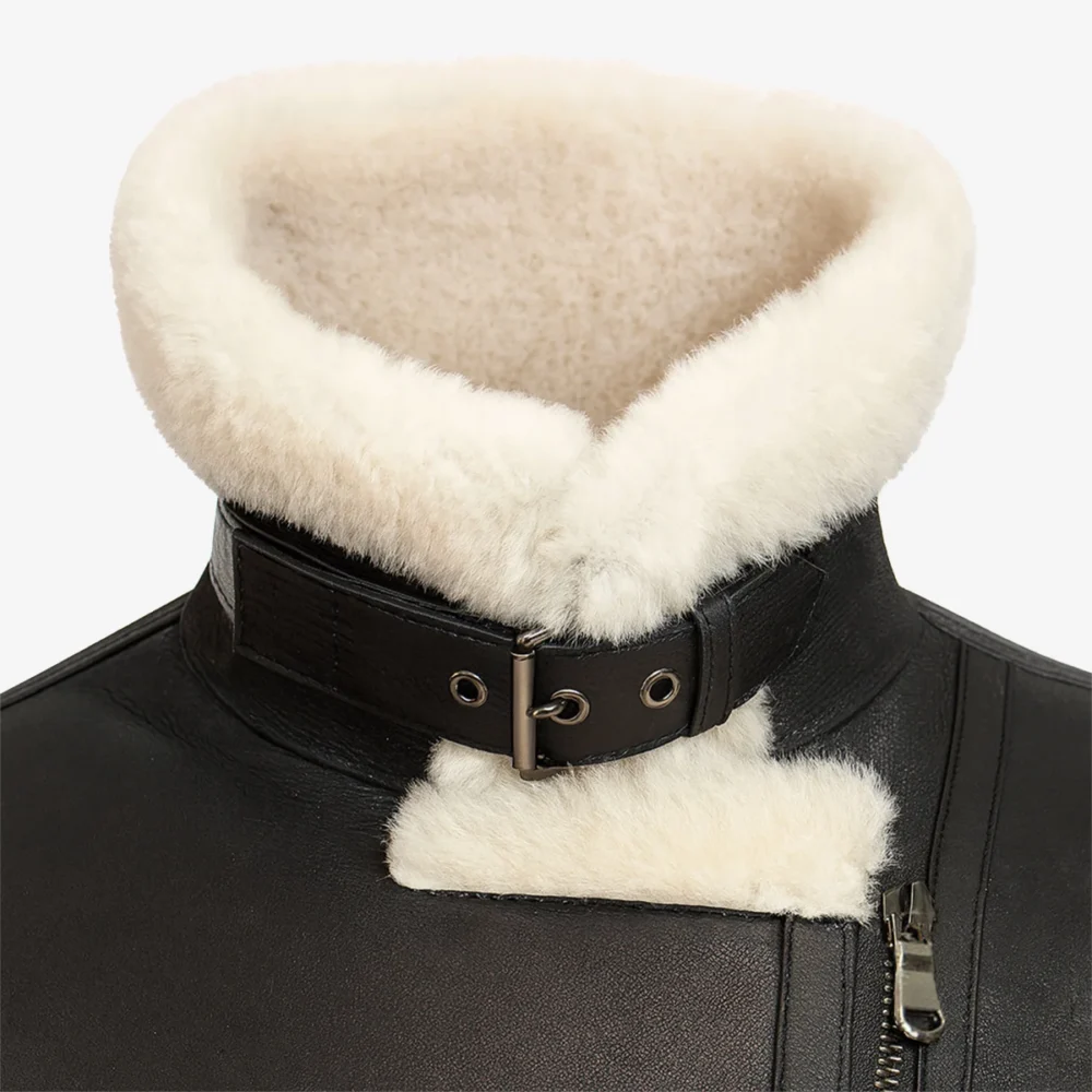 Lady shearling jacket black cropped Perfecto