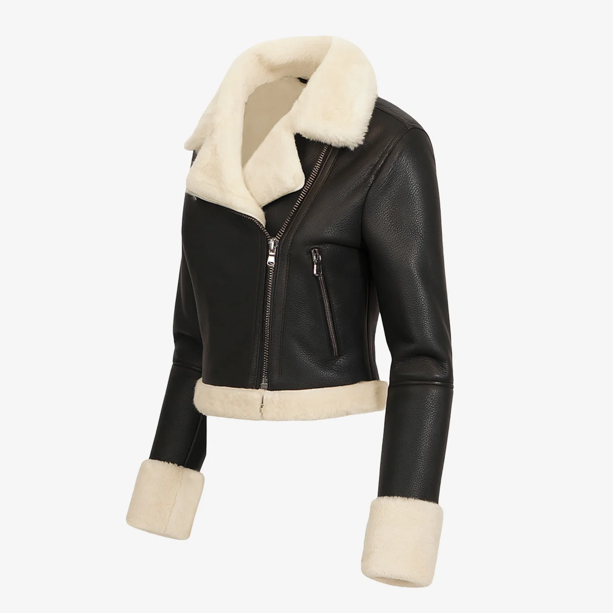Lady shearling jacket black cropped Perfecto - Image 2