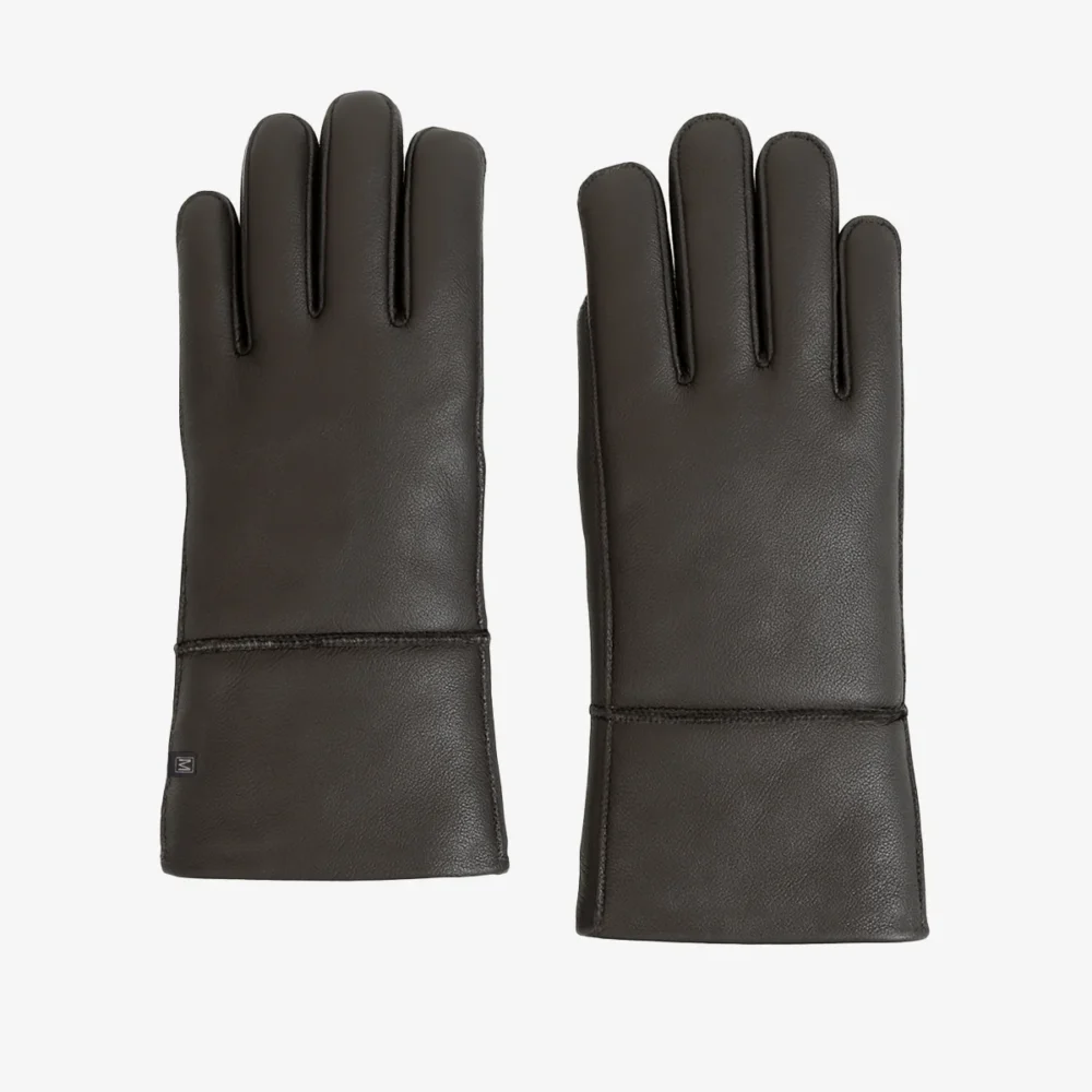 Men's shearling sheepskin black Gloves