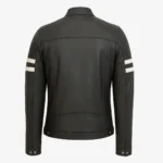 Men's leather biker jacket black Stripes