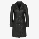 Ladies long leather black Trenchcoat