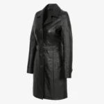Ladies long leather black Trenchcoat
