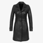 Ladies long leather black Trenchcoat