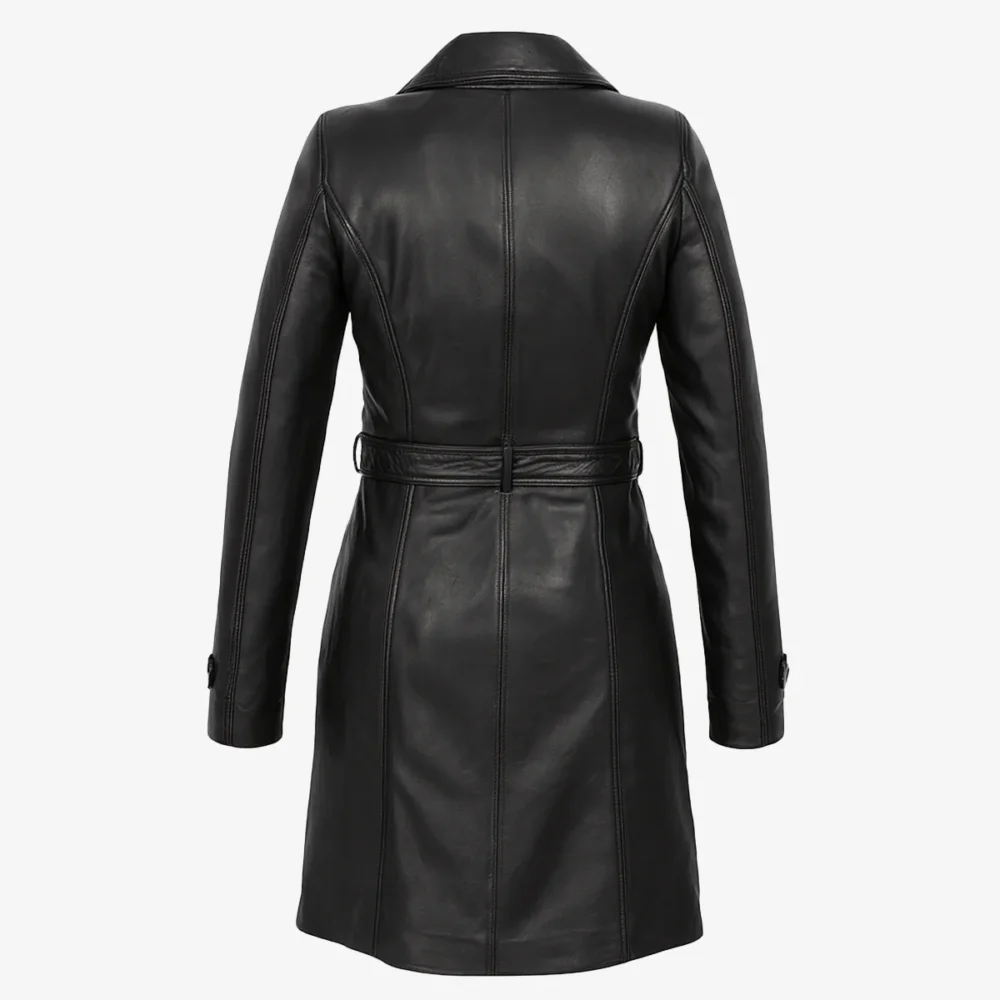 Ladies long leather black Trenchcoat