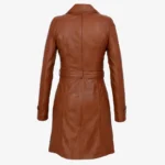 Ladies long leather brandy Trenchcoat