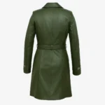 Ladies long leather green Trenchcoat
