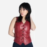 Women leather vest red waistcoat