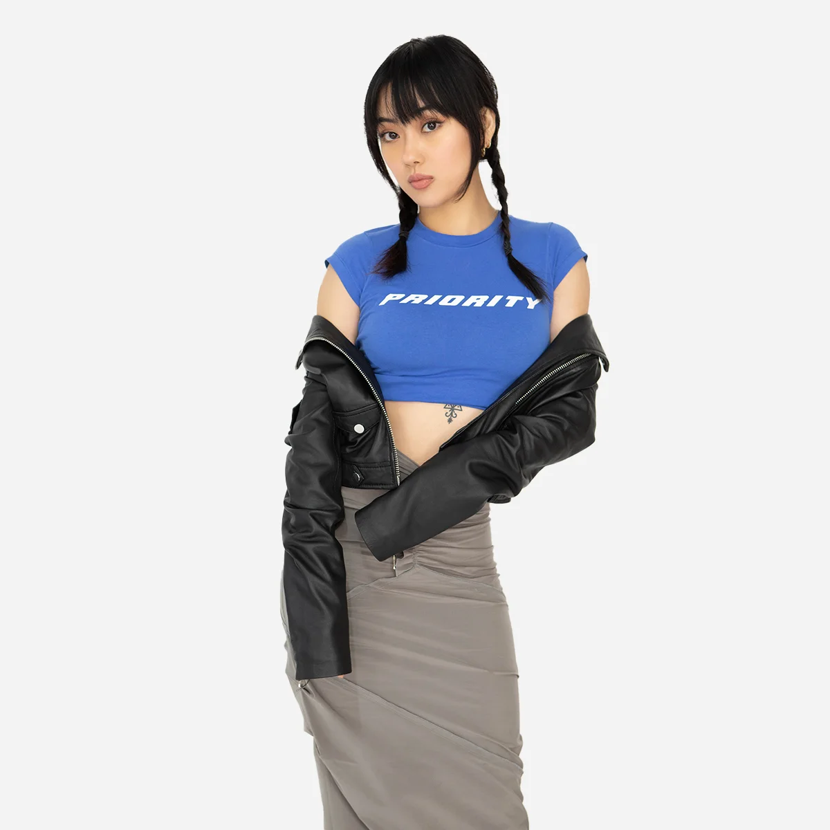 Ladies leather cropped biker jacket black Perfecto - Image 5