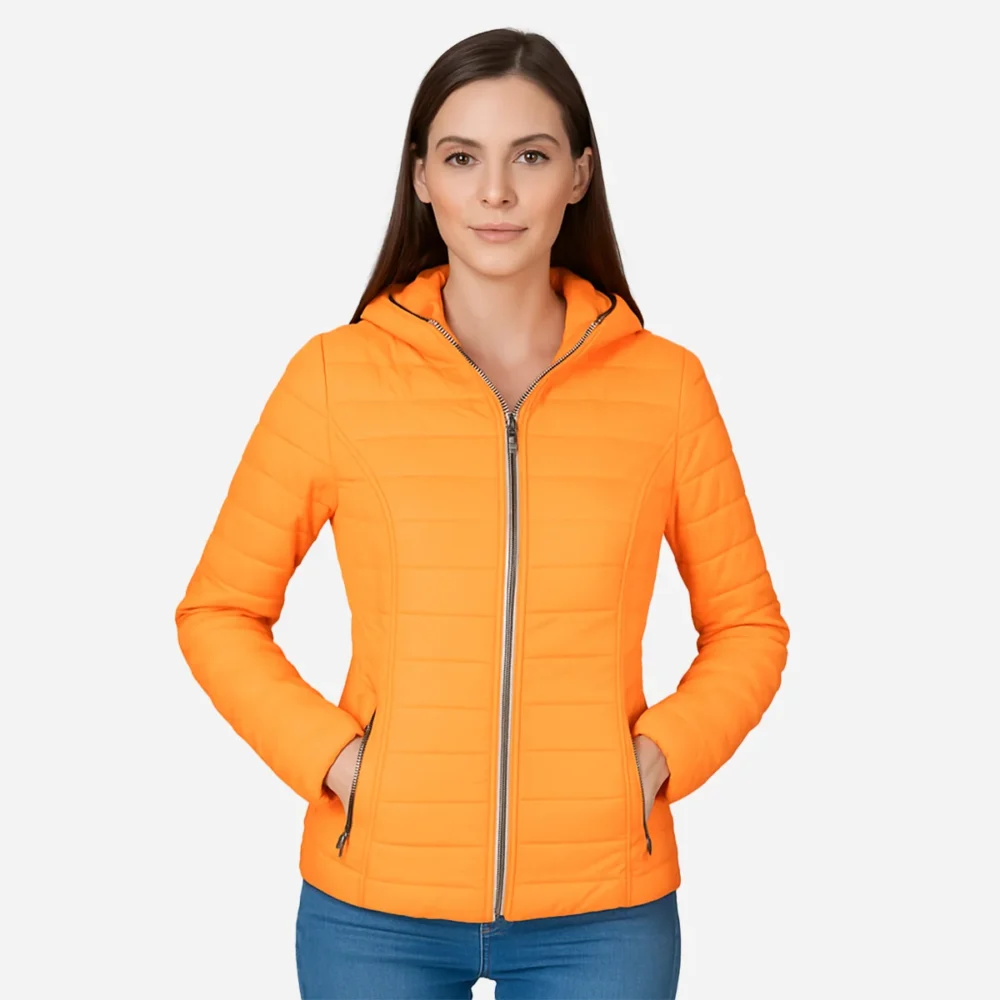 Womens lightweight padded orange jacket