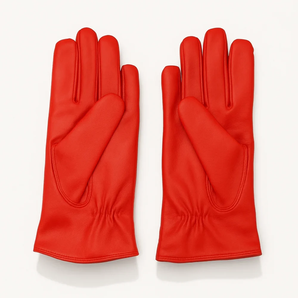 Women red lambskin gloves with trinta lining