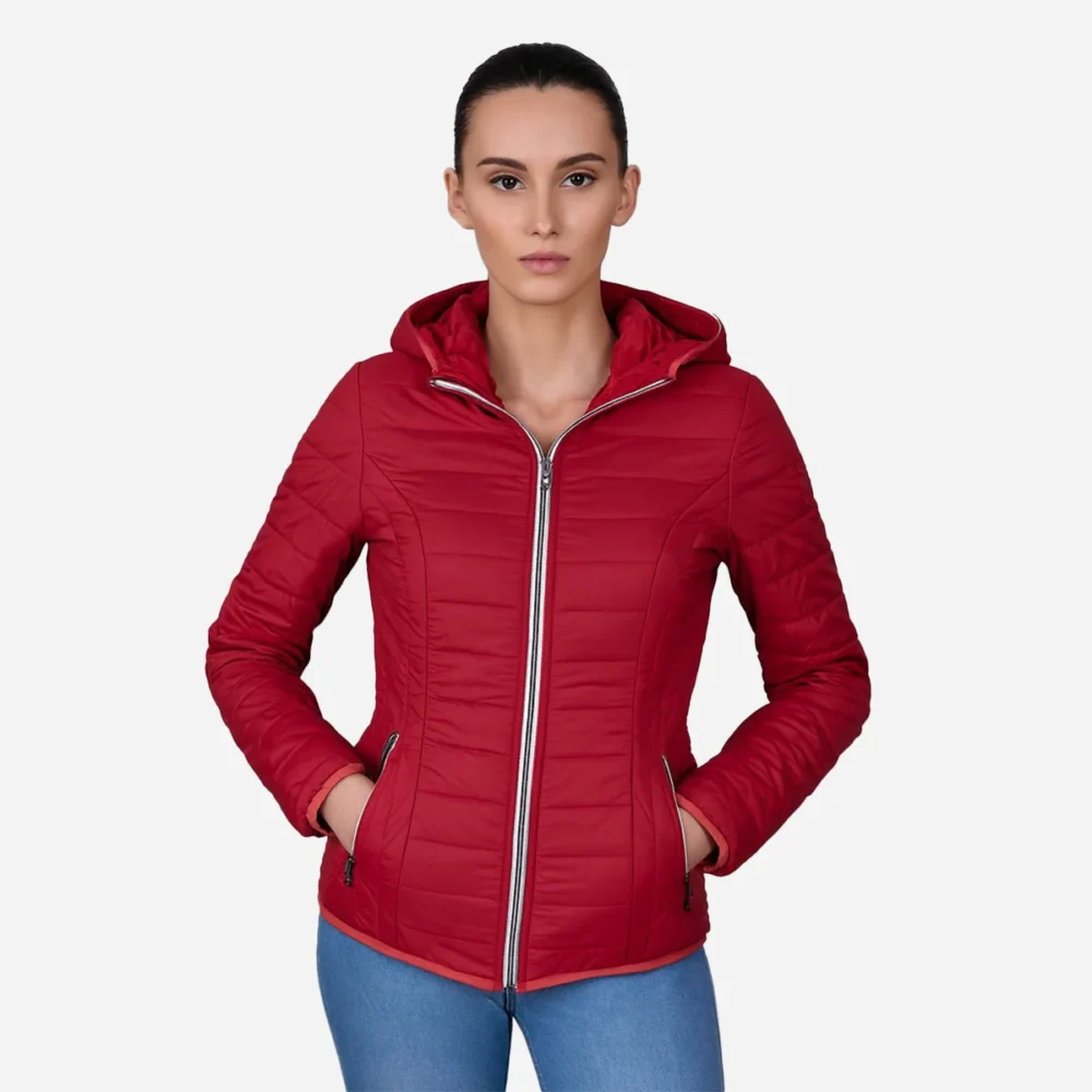 Womens lightweight padded red jacket