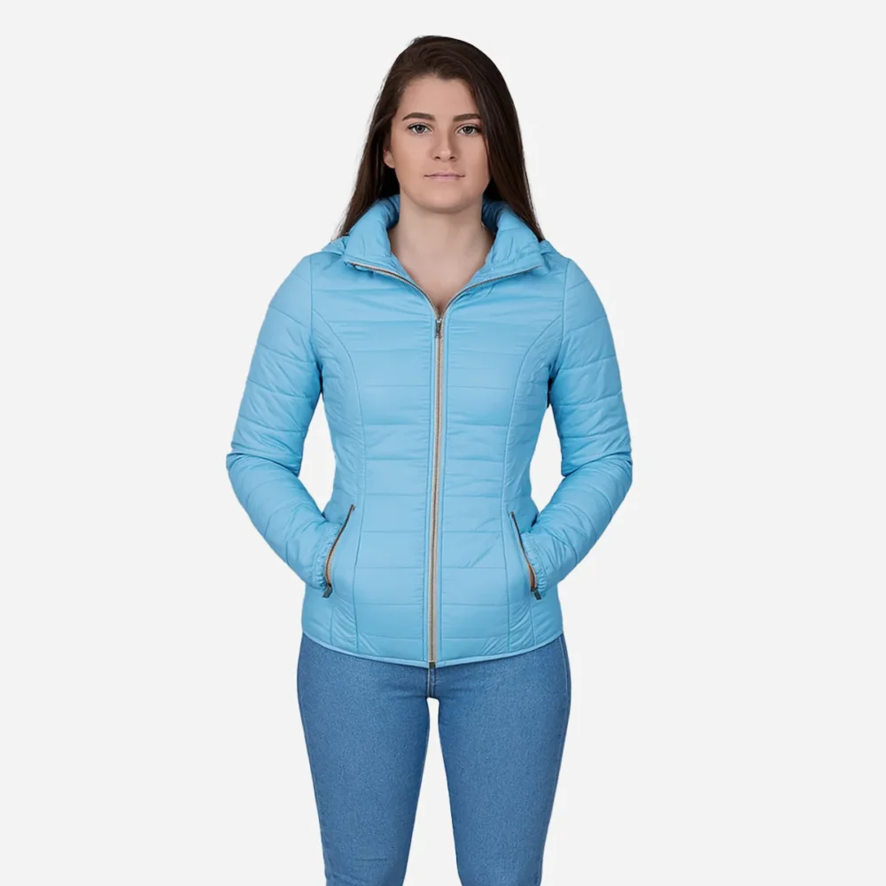 Womens lightweight padded sky blue jacket