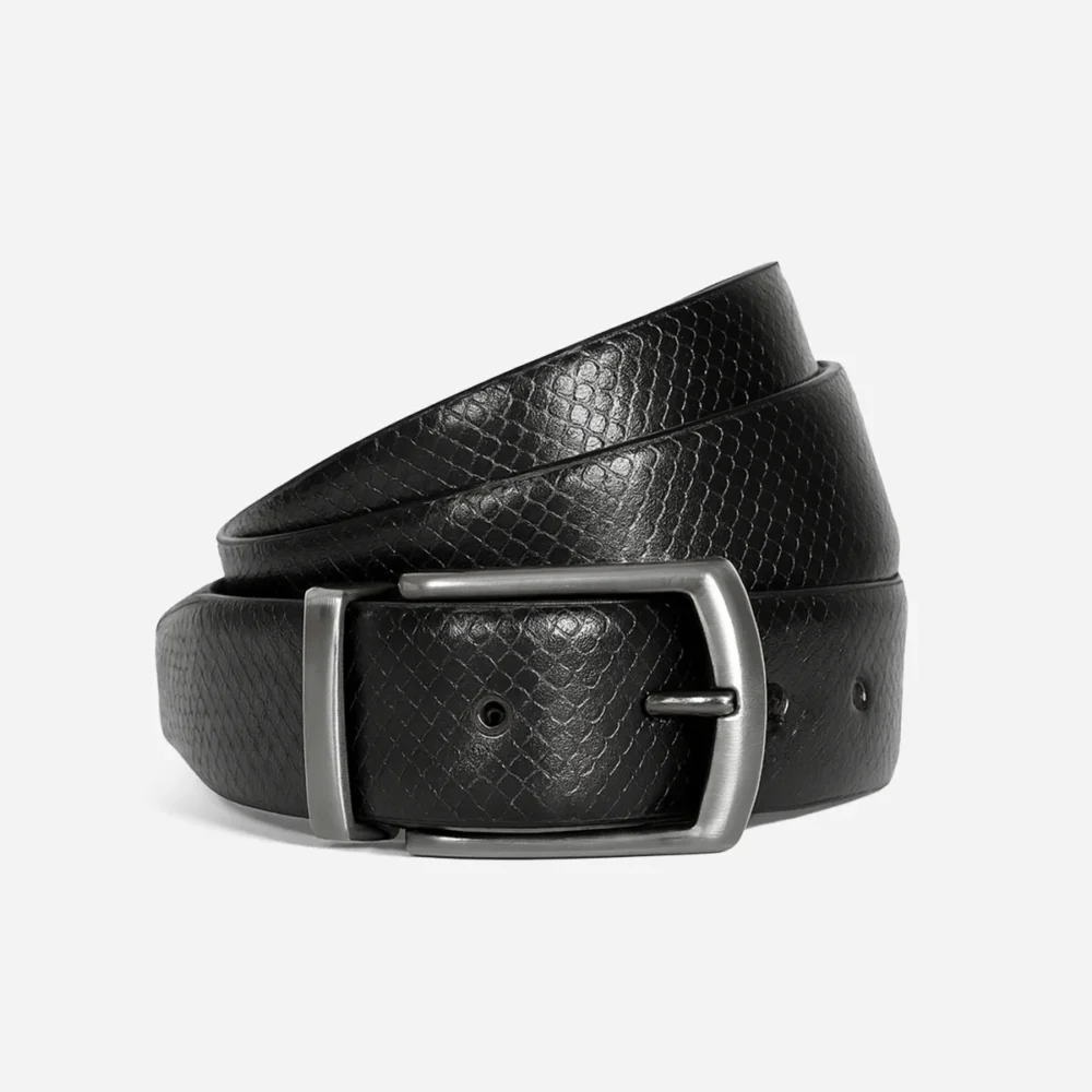 Reversible leather belt buffalo leather black/brown