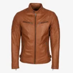 Mens leather jacket brandy 9903
