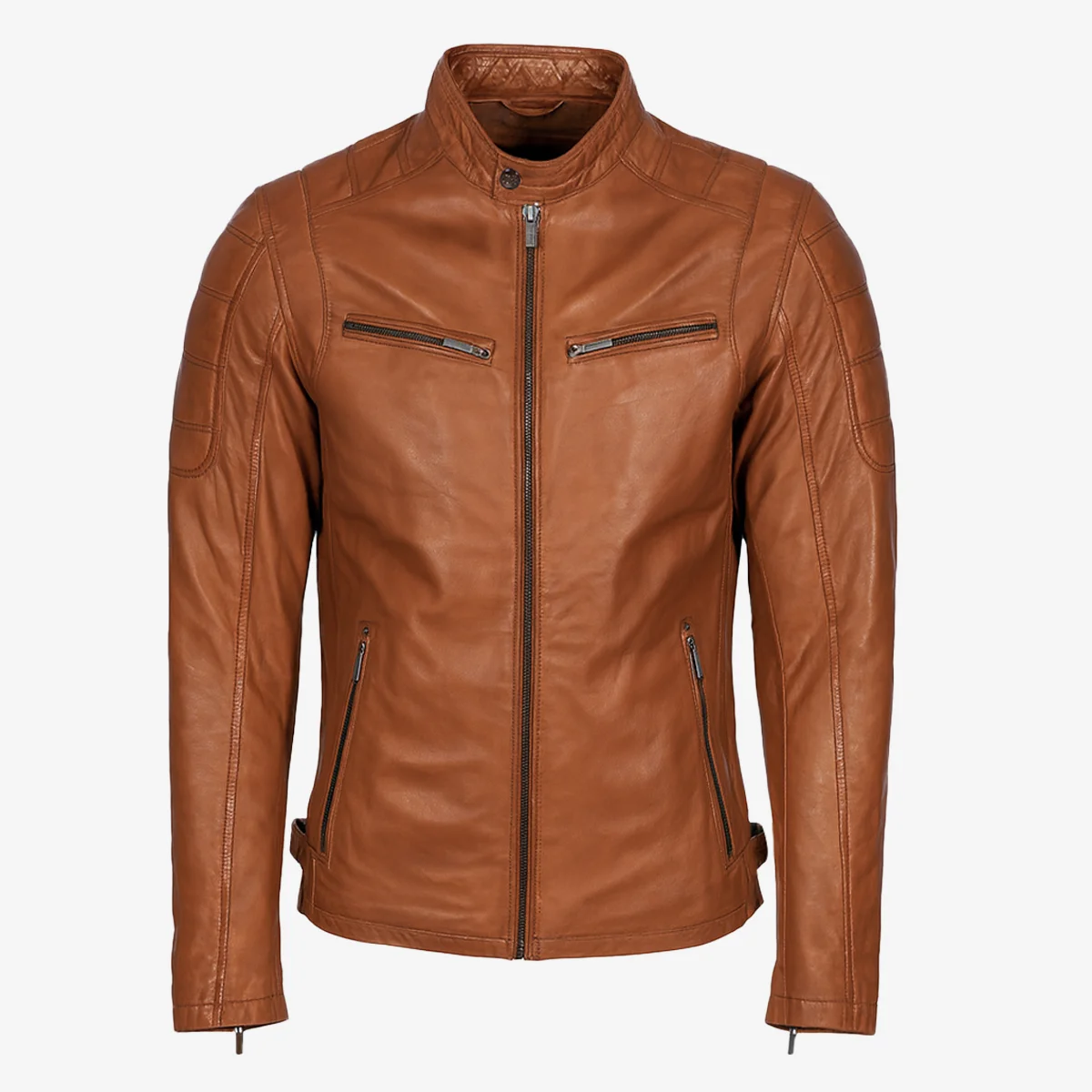 Mens leather jacket brandy 9903