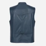 Mens leather waistcoat blue 9914