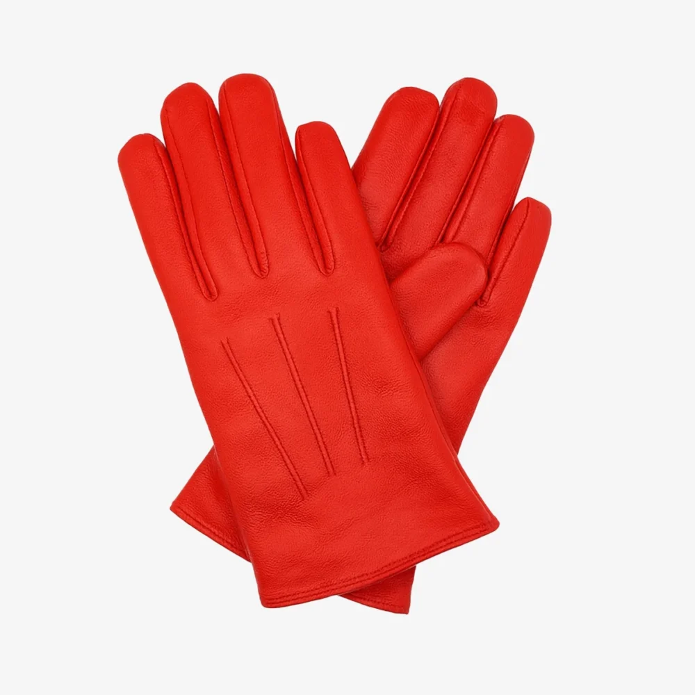 Women red lambskin gloves with trinta lining