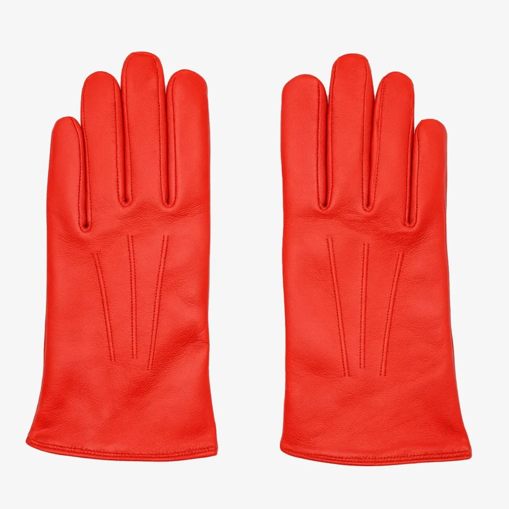 Women red lambskin gloves with trinta lining