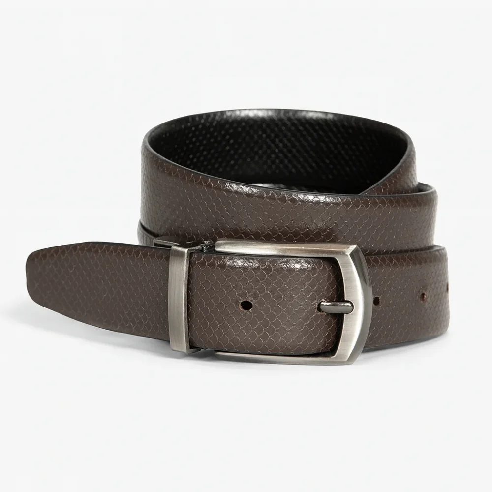 Reversible leather belt buffalo leather black/brown