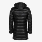 Mens leather puffer jacket black Nick
