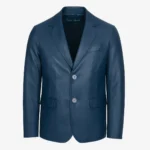 Mens leather jeans blue classic blazer Primo