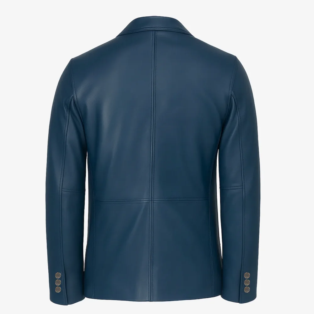 Mens leather jeans blue classic blazer Primo