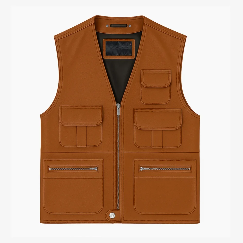 Carlo Sacchi fishermans gilet cognac