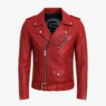 Mens leather biker jacket perfecto red 9915