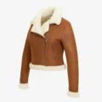 Lady shearling jacket cognac cropped Perfecto