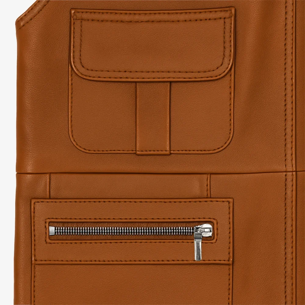 Carlo Sacchi fishermans gilet cognac
