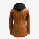 3/4 Slim-Fit Leather Coat with Removable Hoodie Carlo Sacchi