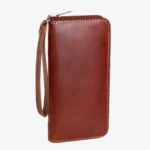 Womens leather clutch wallet with zip red