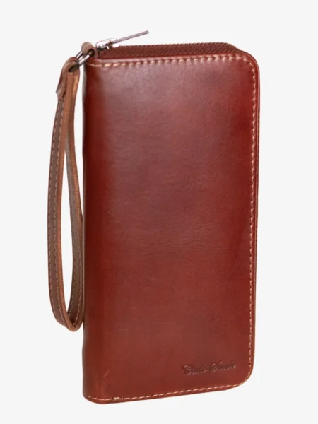 Womens leather clutch wallet with zip red
