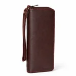 Womens leather clutch wallet with zip burgundy