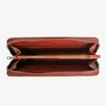 Womens leather clutch wallet with zip red