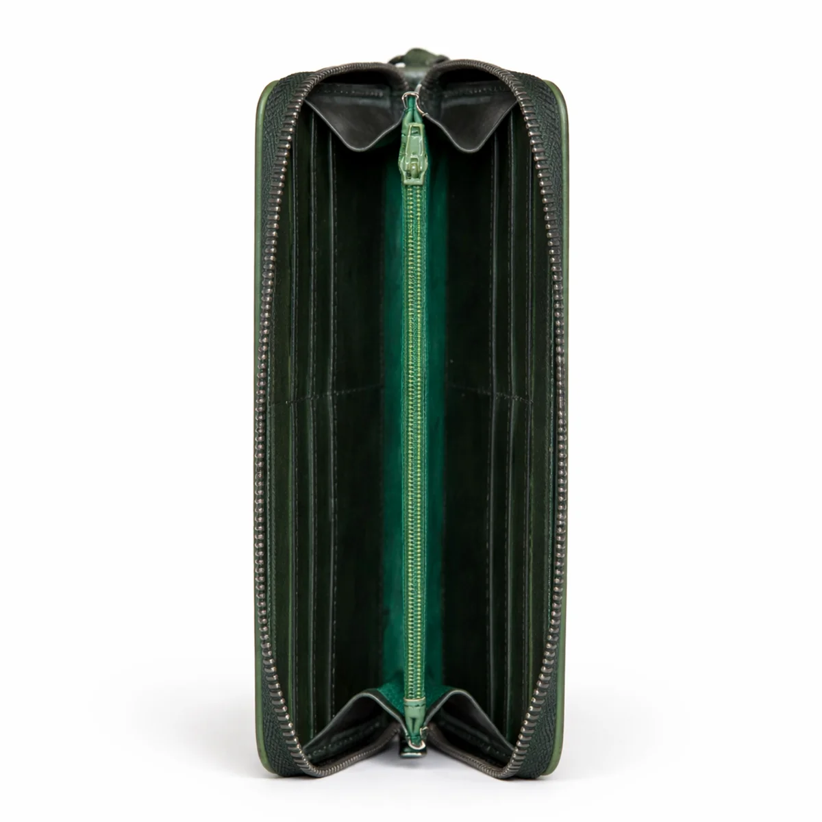 Womens leather clutch wallet with zip green - Image 3