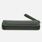 Womens leather clutch wallet with zip green