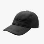 Unisex adjustable sheep nappa black baseball leather cap