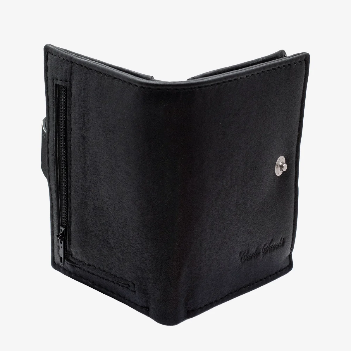 Carlo Sacchi black RFID leather metal cardholder wallet - Image 5