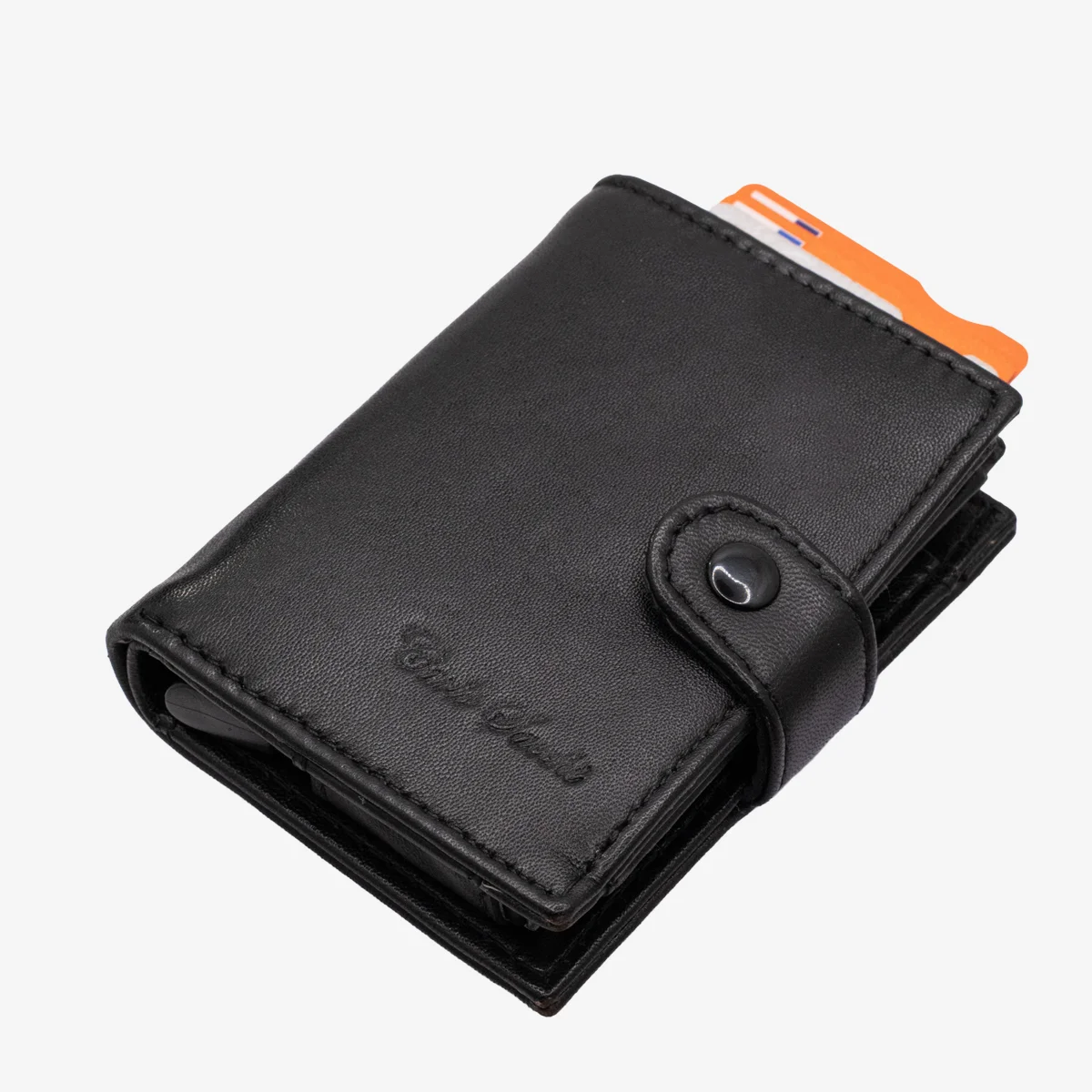 Carlo Sacchi black RFID leather metal cardholder wallet - Image 6