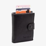 Carlo Sacchi black RFID leather metal cardholder wallet