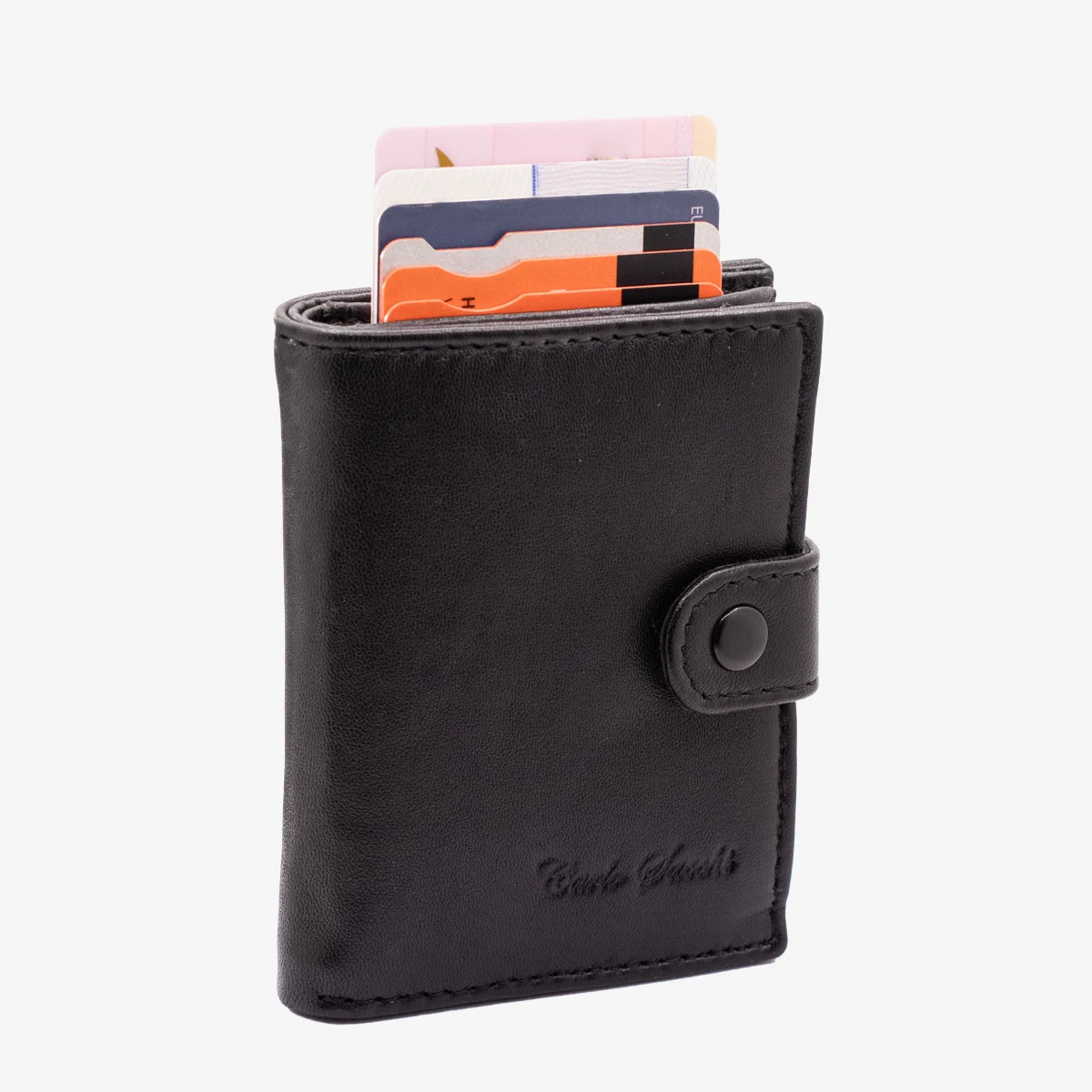 Carlo Sacchi black RFID leather metal cardholder wallet