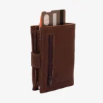 Carlo Sacchi dark brown RFID leather metal cardholder wallet